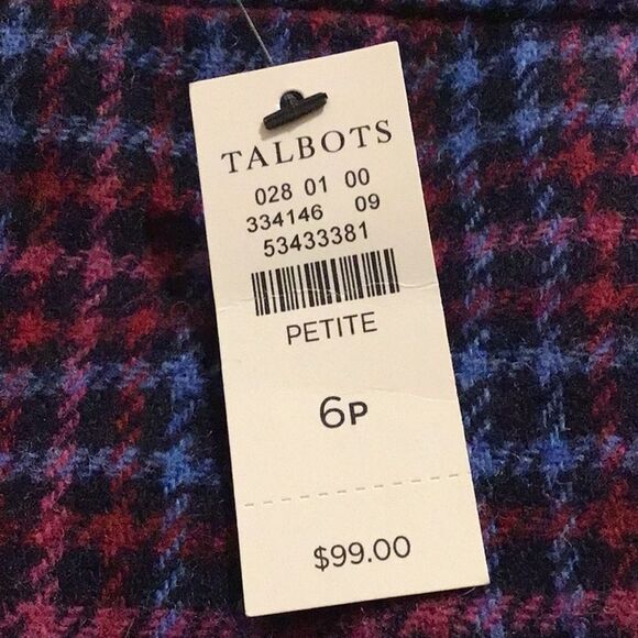 Talbots Petites Blue Pink Plaid Wool Blend Scalloped Edge Button Mini Skirt NEW - Picture 12 of 16